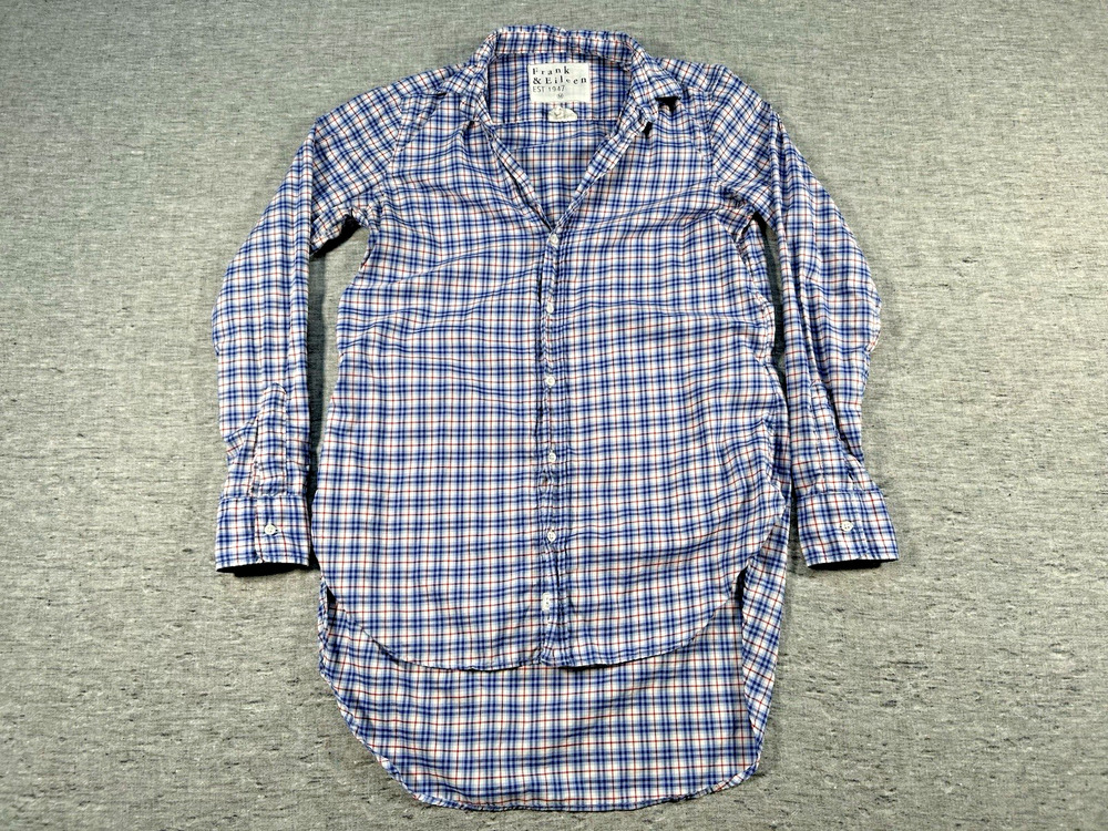 Frank & Eileen Grayson Shirt Womens Medium Relaxed Fit Gingham Plaid Oversized